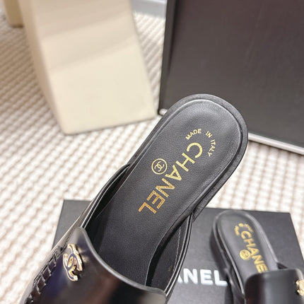 CHANEL 26S LOAFER MULES IN BLACK CALFSKIN