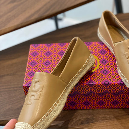 TORY BURCH ESPADRILLES IN CAMEL BEIGE CALFSKIN