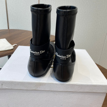 DIOR 25S STRETCH BALLET BOOTS IN BLACK FULL CALFSKIN