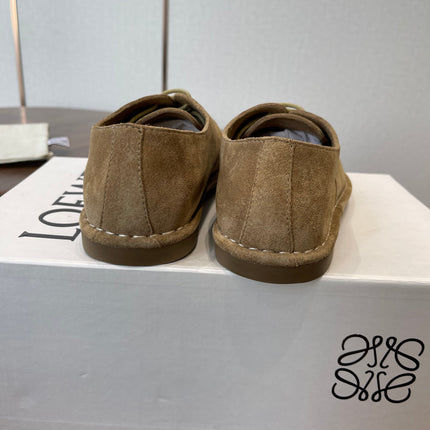LOEWE 26S FOLIO DERBY SHOES IN LIGHT BROWN SUEDE