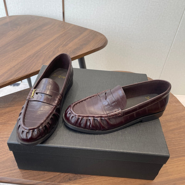 YSL 26S LOAFER IN DARK RED BROWN CALFSKIN