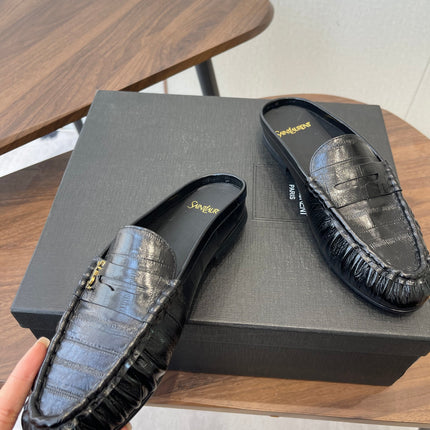 YSL 26S LOAFER MULES IN BLACK CALFSKIN