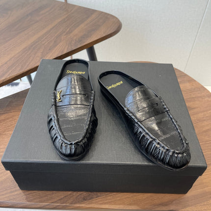 YSL 26S LOAFER MULES IN BLACK CALFSKIN