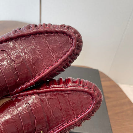 YSL 26S LOAFER MULES IN DARK RED CALFSKIN