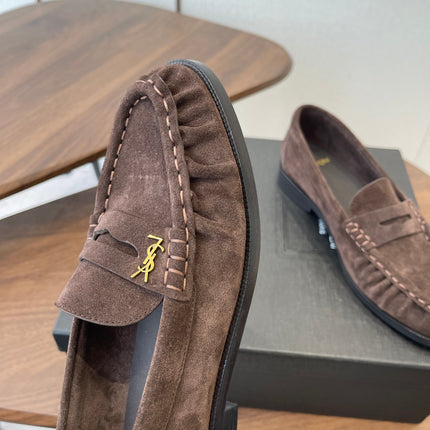 YSL 26S LOAFER IN EARTH BROWN SUEDE