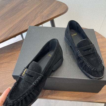 YSL 26S LOAFER IN BLACK SUEDE