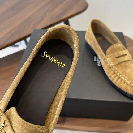 YSL 26S LOAFER IN LIGHT BROWN SUEDE