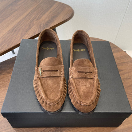 YSL 26S LOAFER IN BROWN SUEDE