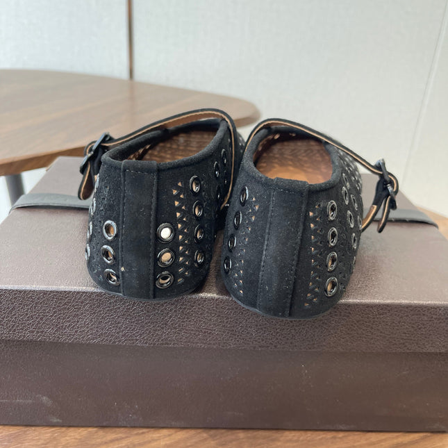 ALAIA 26S MARY JANE FLATS IN BLACK SUEDE