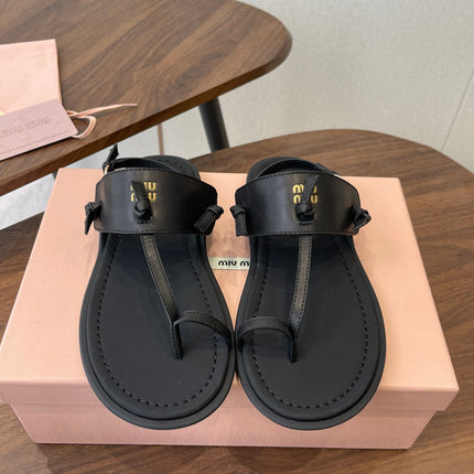 MIUMIU 26S FLIP FLOPS IN BLACK CALFSKIN