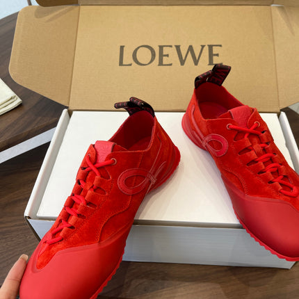 LOEWE 26S FLOW RUNNER SNEAKER 20MM IN DARK RED SUEDE