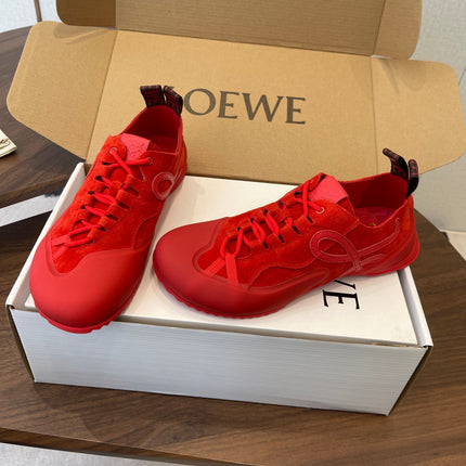 LOEWE 26S FLOW RUNNER SNEAKER 20MM IN DARK RED SUEDE