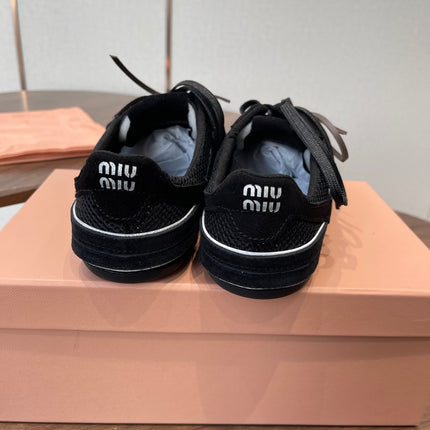 MIUMIU 26S SNEAKERS IN BLACK MESH AND SUEDE