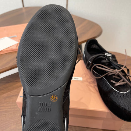MIUMIU 26S SNEAKERS IN BLACK MESH AND SUEDE