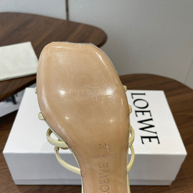 LOEWE 26S HIGH HEEL SANDALS IN LIGHT YELLOW CALFSKIN