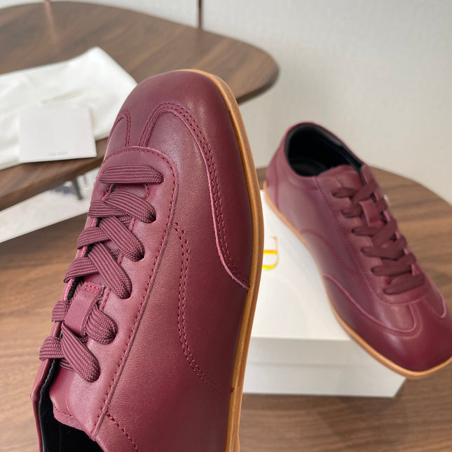 THE ROW 26S SNEAKERS IN BURGUNDY RED CALFSKIN