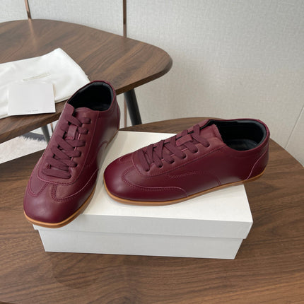THE ROW 26S SNEAKERS IN BURGUNDY RED CALFSKIN