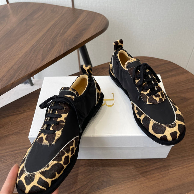THE ROW 26S SNEAKERS IN LEOPARD PONY HAIR AND BLACK FABRIC