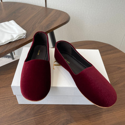 THE ROW 26S BALLET FLATS IN BURGUNDY RED VELVET