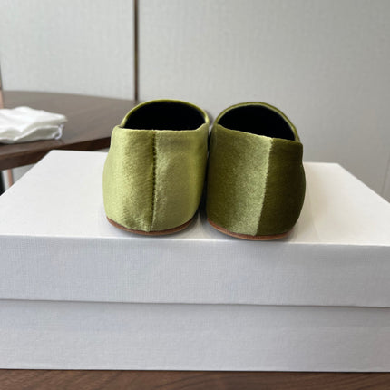 THE ROW 26S BALLET FLATS IN LIGHT OLIVE GREEN VELVET