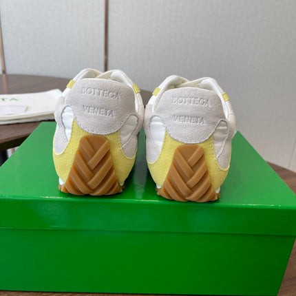BOTTEGA VENETA 26S ORBIT FLASH SNEAKERS IN WHITE AND YELLOW SUEDE