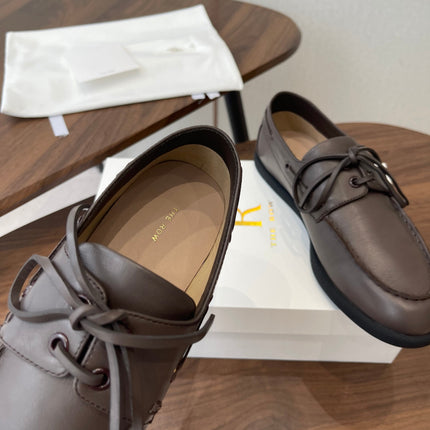 THE ROW 26S LOAFERS IN DARK BROWN CALFSKIN