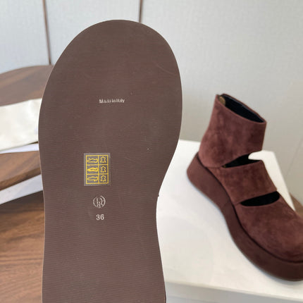 THE ROW 26S PLATFORM MARY JANE IN CHOCOLATE BROWN SUEDE