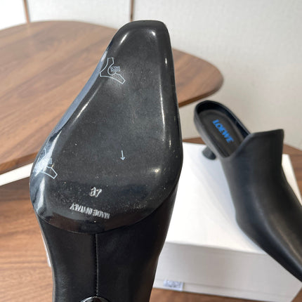 LOEWE 26S EMILY MULE 55MM IN BLACK CALFSKIN