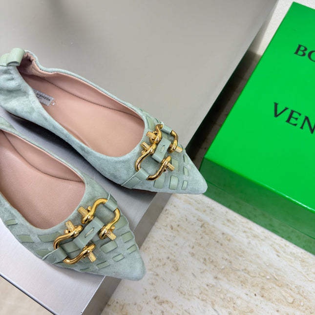 BALLET FLAT IN LIGHT BLUE SUEDE