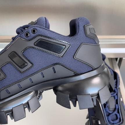 PRADA 26S CLOUDBUST THUNDER SNEAKERS 60MM IN NAVY BLUE MESH FABRIC