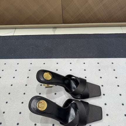 OPYUM HIGH MULES IN BLACK SILK