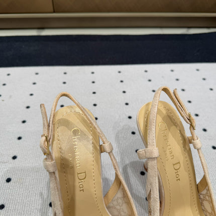 HIGH HEELS SLINGBACK IN CAMEL BEIGE LAMB SUEDE 10 CM