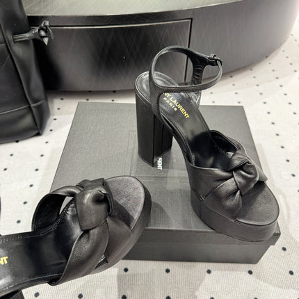 YSL 26S SANDAL HIGH HEELS 120 MM IN BLACK CALFSKIN