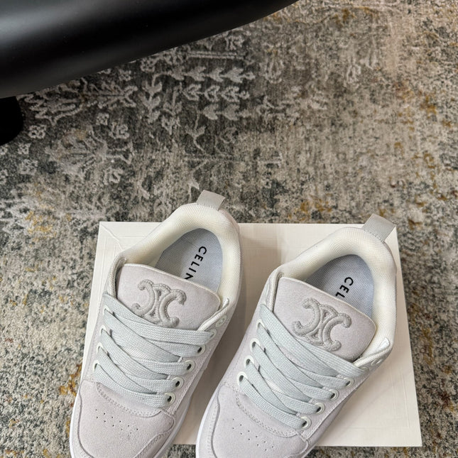 CELINE 26S SNEAKER IN LIGHT GREY SUEDE