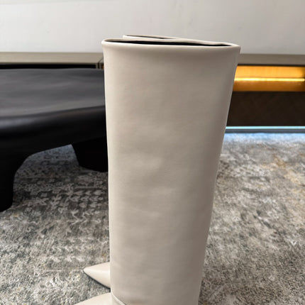 BALMAIN 26S BOOT 85 MM IN CREAM WHITE CALFSKIN
