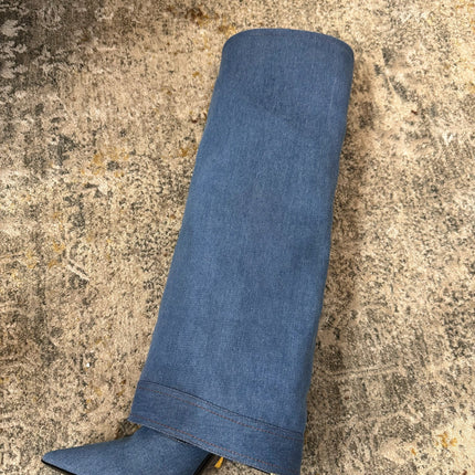BALMAIN 26S BOOT 85 MM IN BLUE DENIM