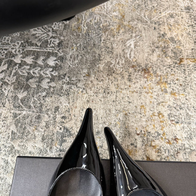 YSL 26S HEELED SHOES 110 MM IN BLACK GLOSSY CALFSKIN