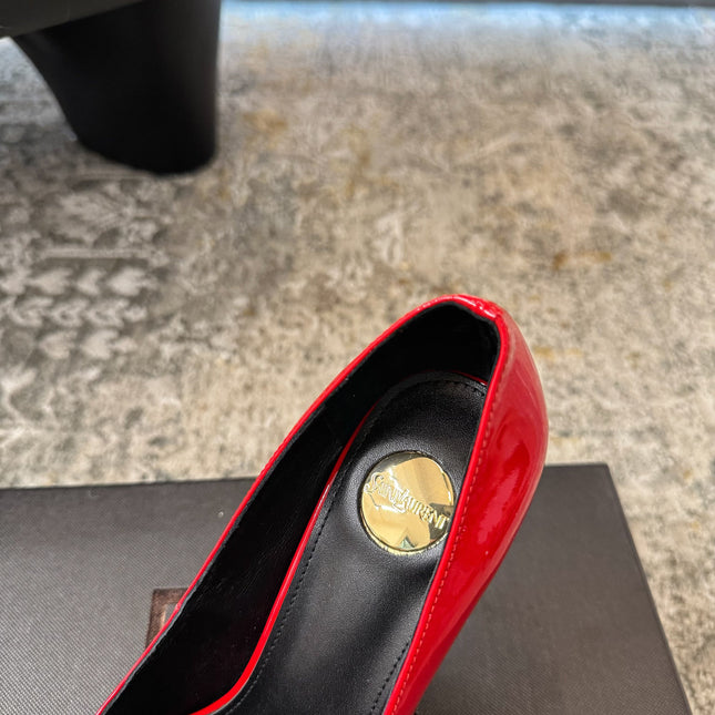 YSL 26S HEELED SHOES 110 MM IN RED GLOSSY CALFSKIN