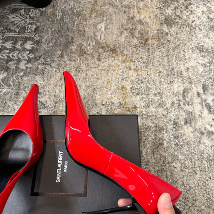 YSL 26S HEELED SHOES 110 MM IN RED GLOSSY CALFSKIN