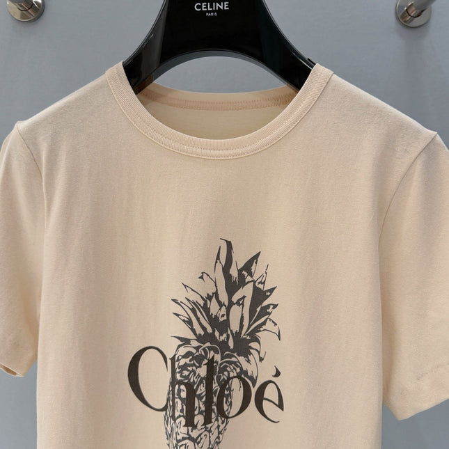 CHLOE CREWNECK T-SHIRT IN WHITE COTTON