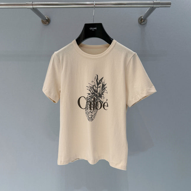 CHLOE CREWNECK T-SHIRT IN WHITE COTTON