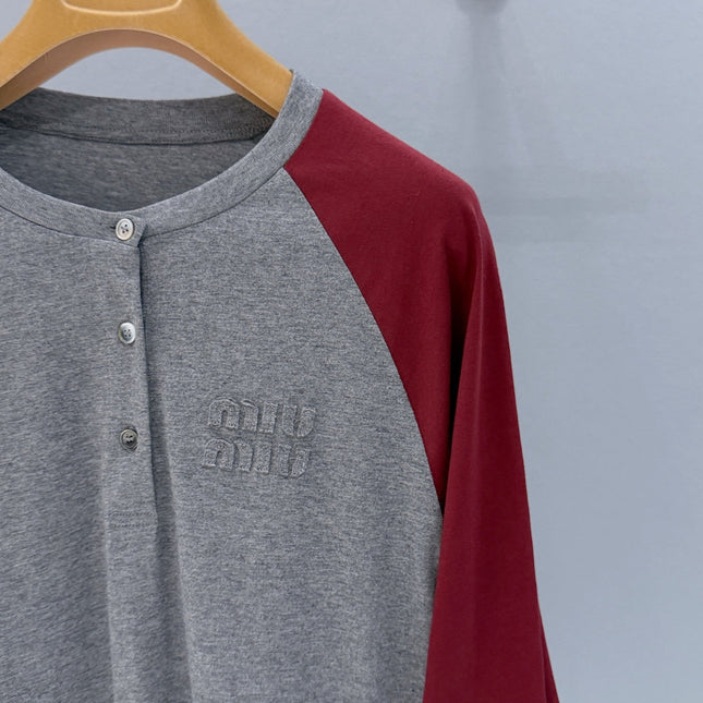 MIUMIU 26S LONG SLEEVE BUTTONED T-SHIRT 895