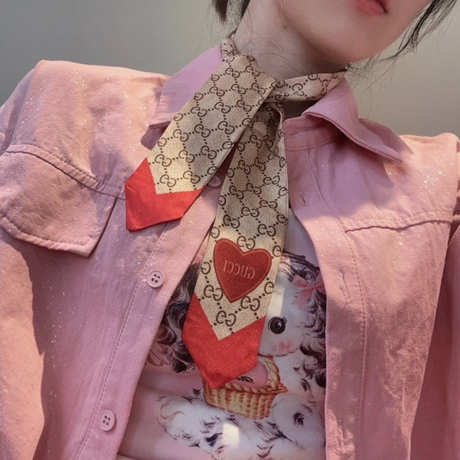 GUCCI 25S RIBBON SCARF 100 IN SILK 591437