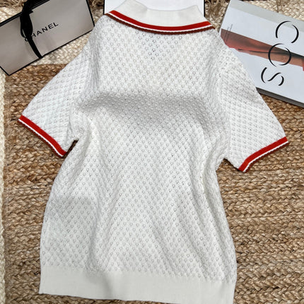 CHANEL 26S SHORT-SLEEVE KNIT POLO SHIRT 977