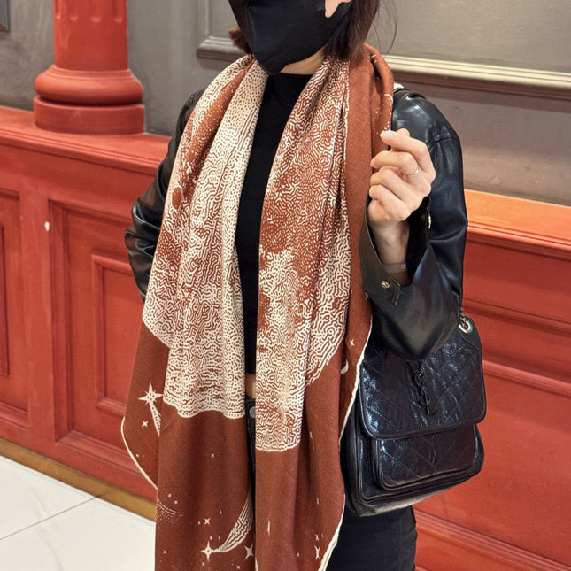HERMES 25S SCARF 140 IN SILK CASHMERE 987420