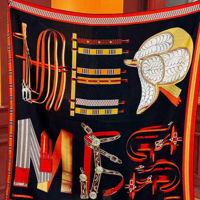 HERMES 25S SCARF 140 IN SILK CASHMERE 989480