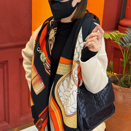 HERMES 25S SCARF 140 IN SILK CASHMERE 989480