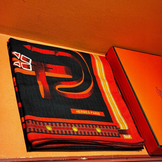 HERMES 25S SCARF 140 IN SILK CASHMERE 989480