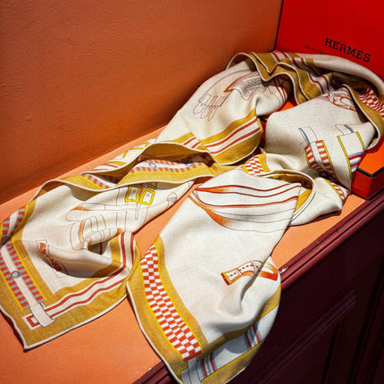 HERMES 25S SCARF 140 IN SILK CASHMERE 989481