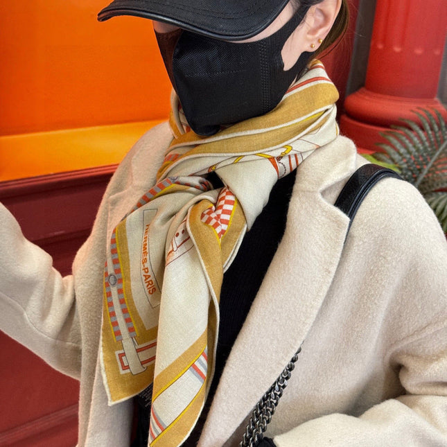 HERMES 25S SCARF 140 IN SILK CASHMERE 989481